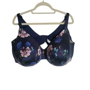 CACIQUE Balconette Bra 50H Lightly Lined Navy Floral Underwire New